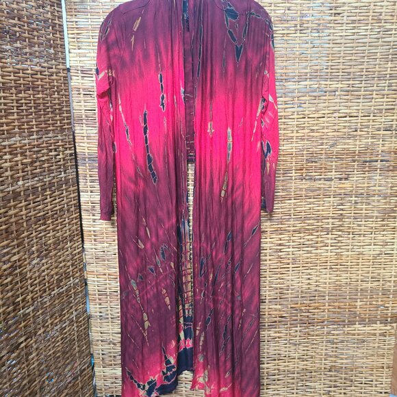 VS Visions Maxi Dress & Jacket Red Black Tie Dye Medium USA Made Possible VTG - Picture 6 of 7